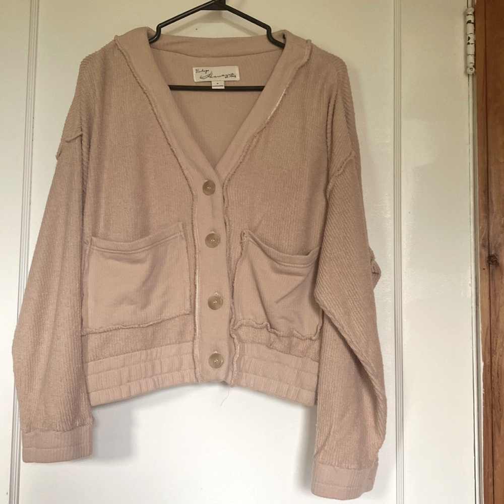 Cropped Button-Up Sweater